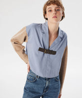 KNITWEAR MIX BELT BLOUSE